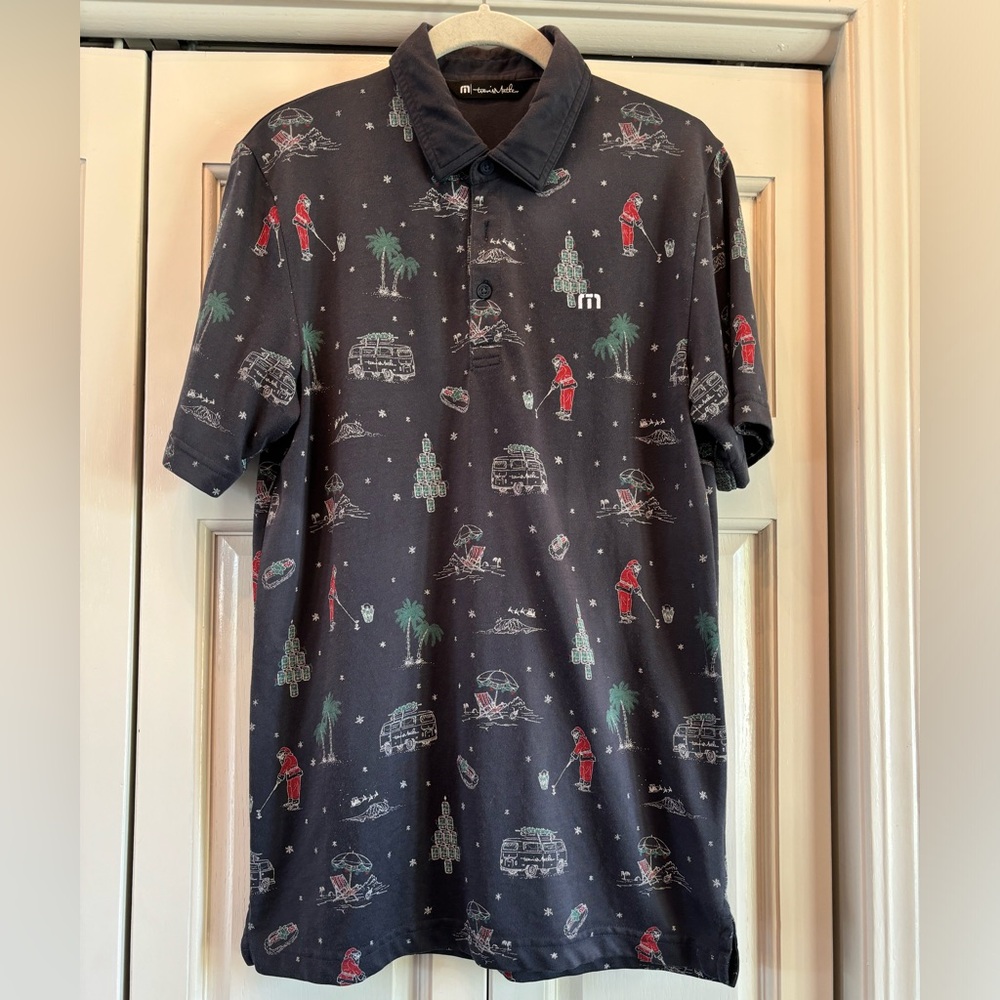 Travis Matthew, blue Santa Pima cotton & polyester golf shirt, S